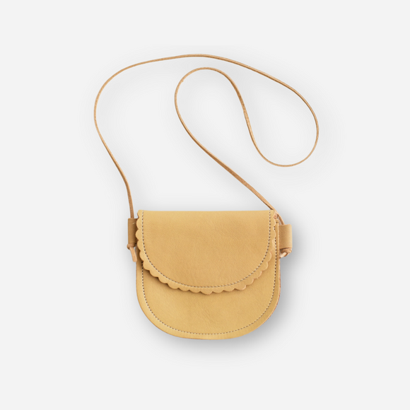 Sun & Lace - Children's Scalloped Leather Bag - Honey