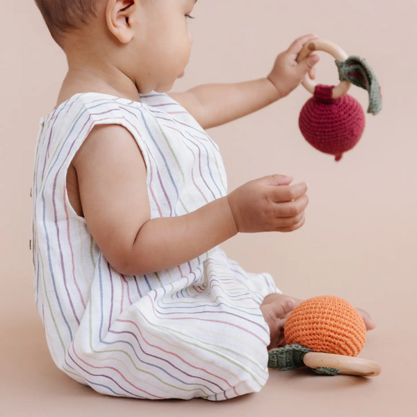 The Blueberry Hill - Cotton Crochet Beet Rattle and Teether