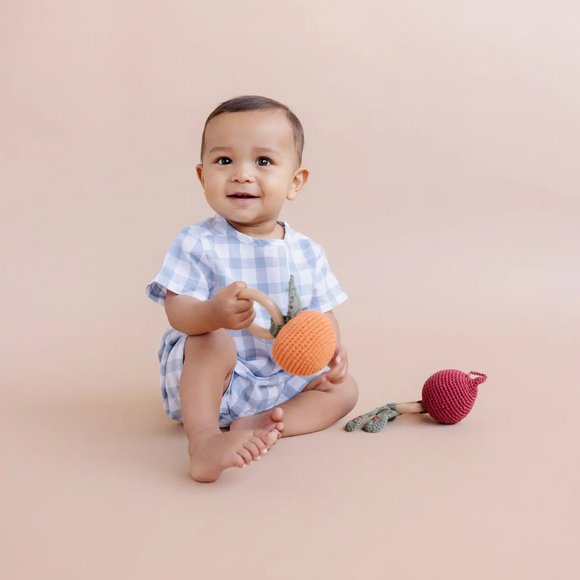 The Blueberry Hill - Cotton Crochet Orange Rattle and Teether