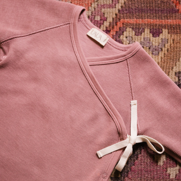 UAUA Collections Pima Cotton Kimono Footie Pajamas with Bow - Hibisco