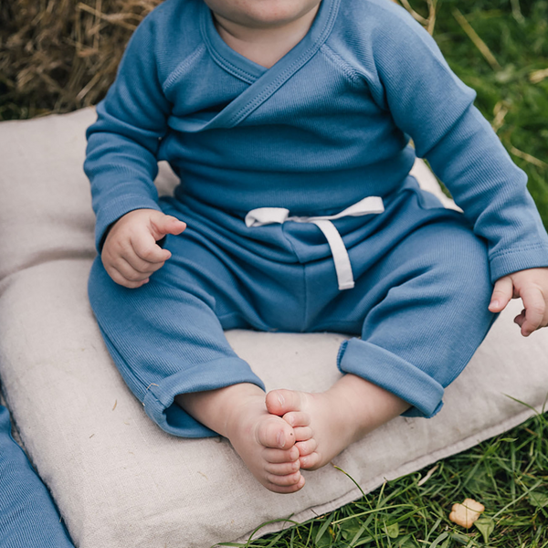 UAUA Collections Pima Cotton Kimono Long-Sleeved Onesie - Azul