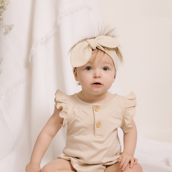 UAUA Collections - Pima Cotton Bubble Romper with Angel Wings - Lattè