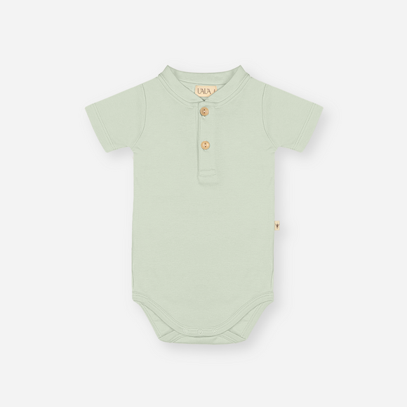 UAUA Collections - Pima Cotton Short-Sleeved Onesie with Buttons - Pistachio