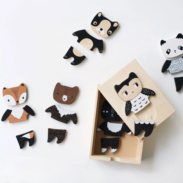 Wee Gallery - Mix & Match Wooden Animal Puzzle