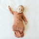 goumikids Viscose Organic Cotton Convertible Newborn Gown - Clay Stripe