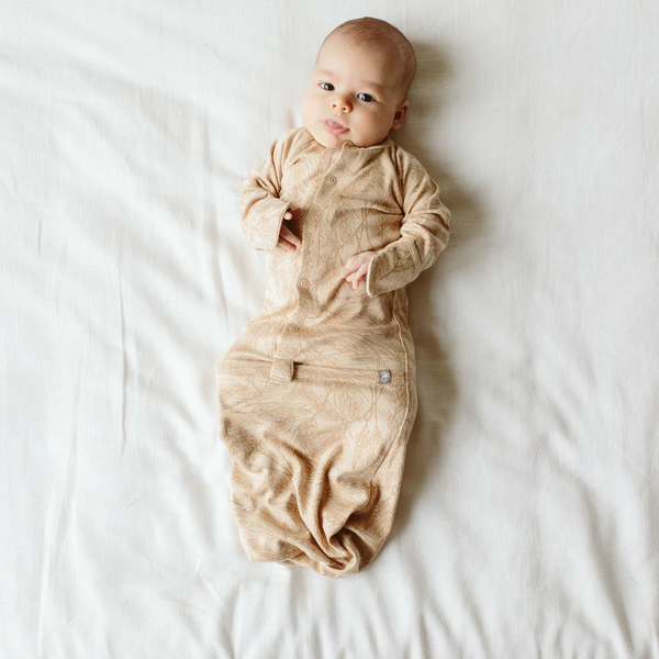 goumikids Viscose Organic Cotton Convertible Newborn Gown - Wheat