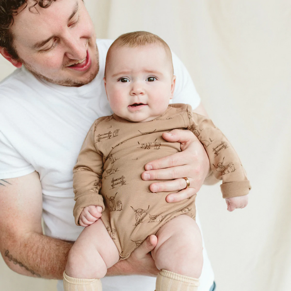 goumikids Viscose Organic Long-sleeved Bodysuit - Highland Cow