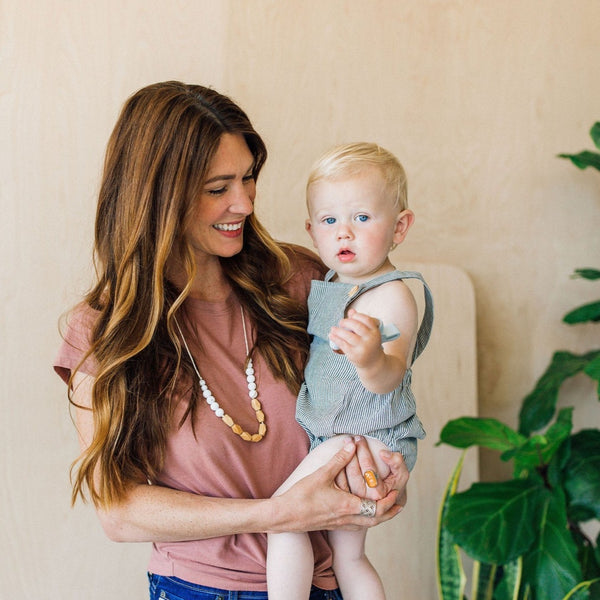 Chewable Charm Silicone and Wood Harrison Teething Necklace - Moonstone